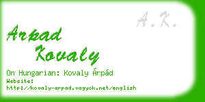 arpad kovaly business card